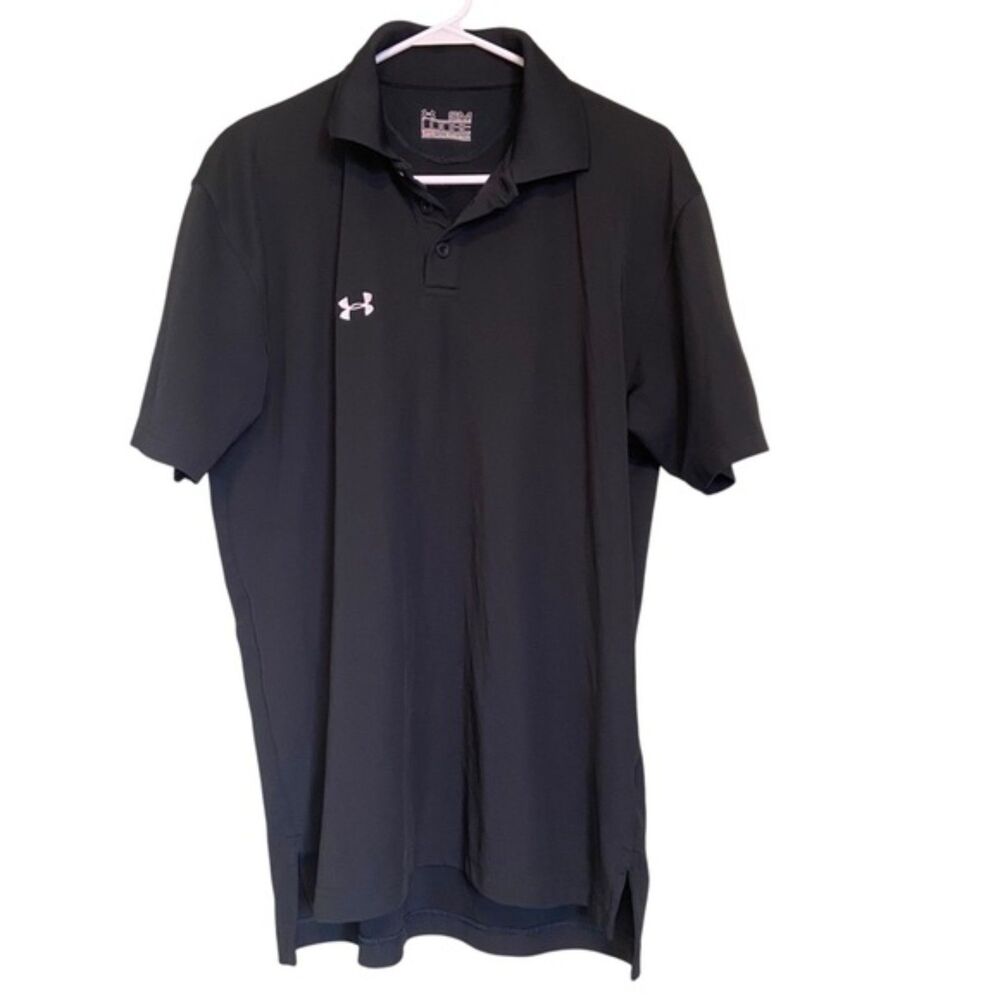 Under Armour Men's Loose Fit Solid Black Short Sleeve Polo Size Small